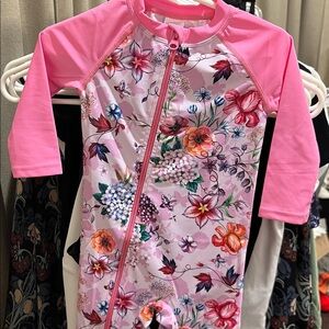 NWT Pink Floral And Butterfly Swimsuit